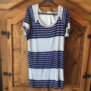 Blue and white T-shirt dress